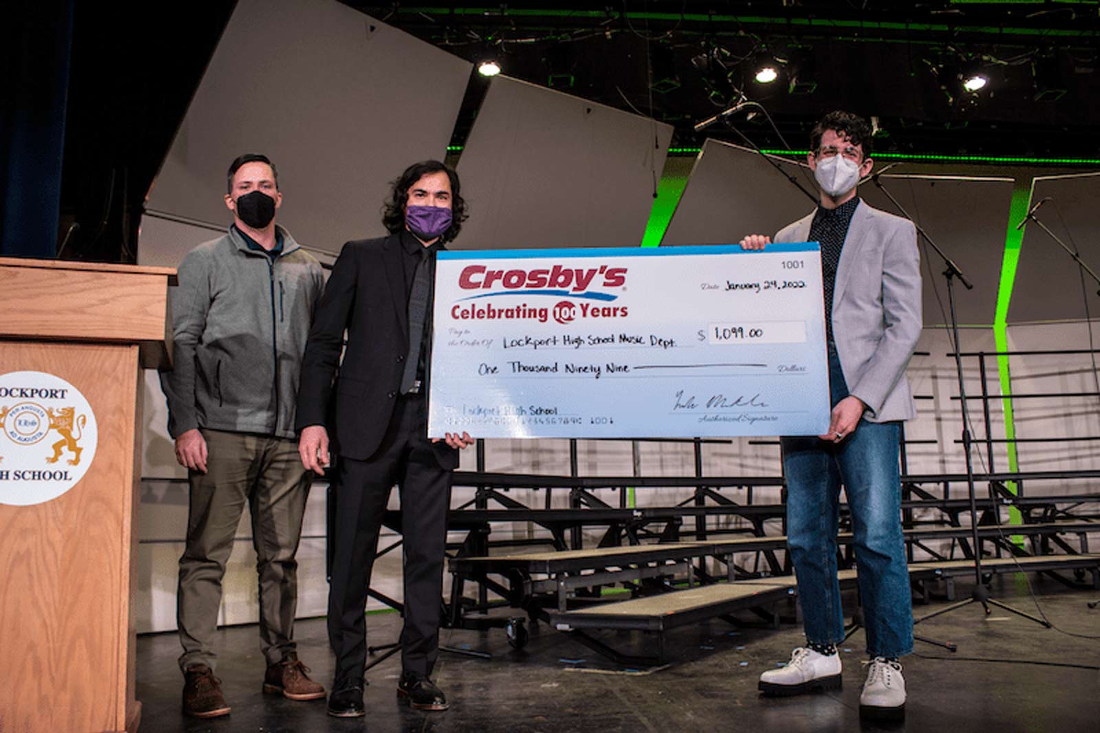 Crosby s Presented Fundraising Check to LHS Music Department Crosby s Convenience Stores
